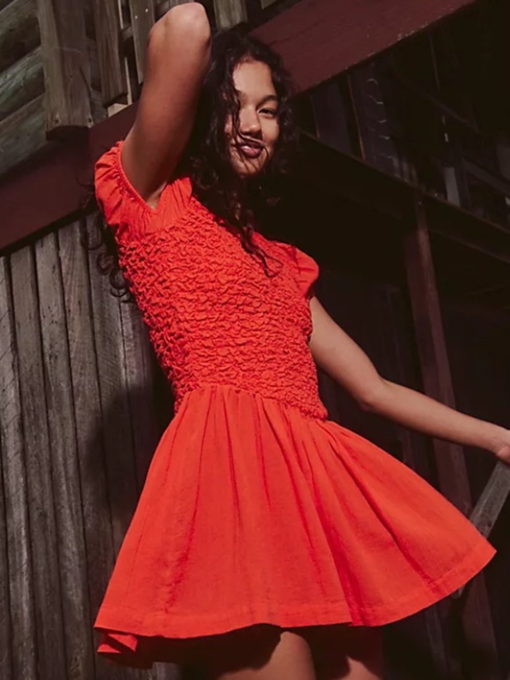 Free People Say Hello Smocked Tunic Dress NWT